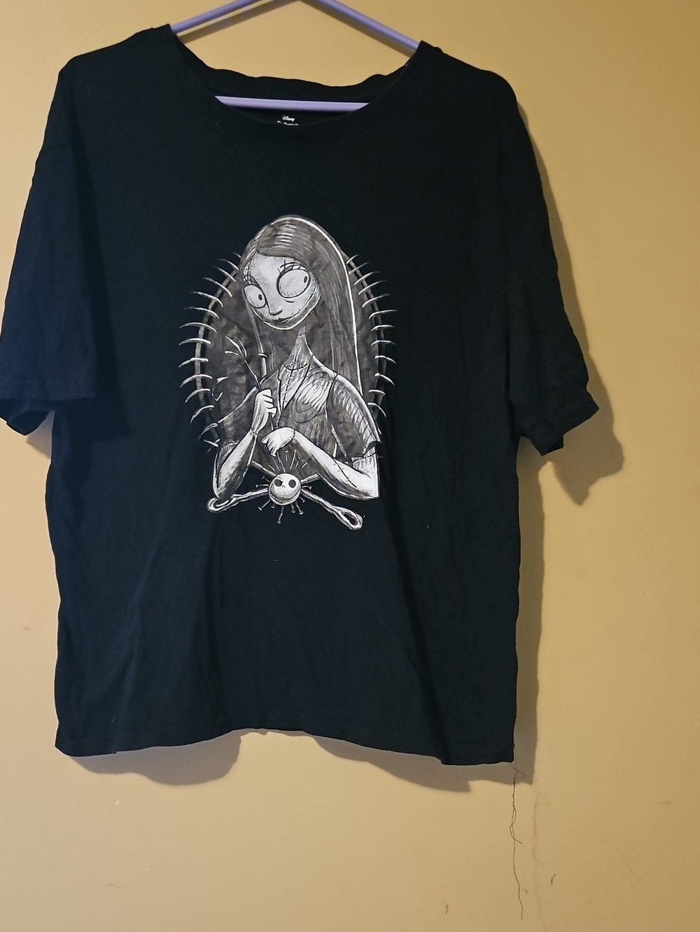 Disney Black Short Sleeve Tee with Monochrome Sally Portrait